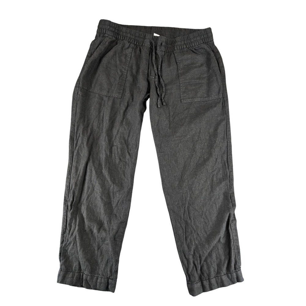 Old Navy Womens Black Linen Blend Drawstring Petite Pants Medium P 2076